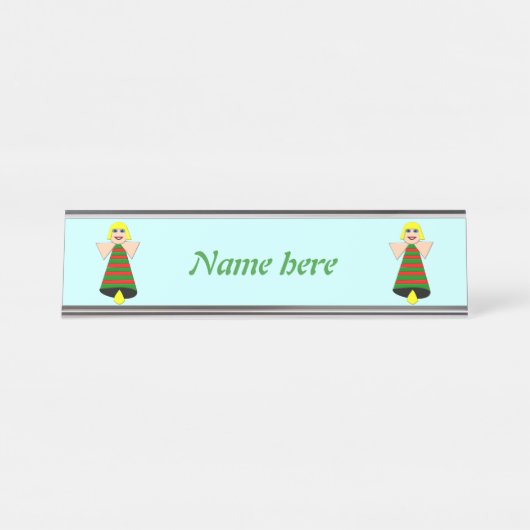 Christmas Angel Bell Personalisiert Schreibtischnamensplakette (Vorderseite )