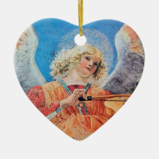 CHRISTMAS ANGEL Blue Sapphire Herz Keramik Ornament (Vorne)
