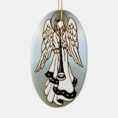 Christmas Angel Brass Trumpet Keramikornament (Rechts)