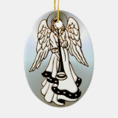 Christmas Angel Brass Trumpet Keramikornament (Hinten)