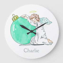 Christmas Angel custom name wall clocks Große Wanduhr