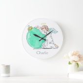 Christmas Angel custom name wall clocks Große Wanduhr (Zuhause)