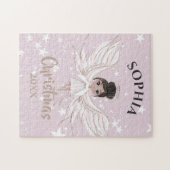 Christmas Angel Dark Hair Pink White Puzzle (Horizontal)
