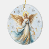 Christmas Angel Gold Blue Watercolor Keramik Ornament (Links)
