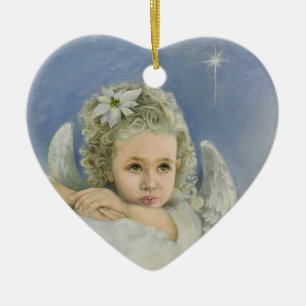 Christmas Angel Heart Keramik Ornament