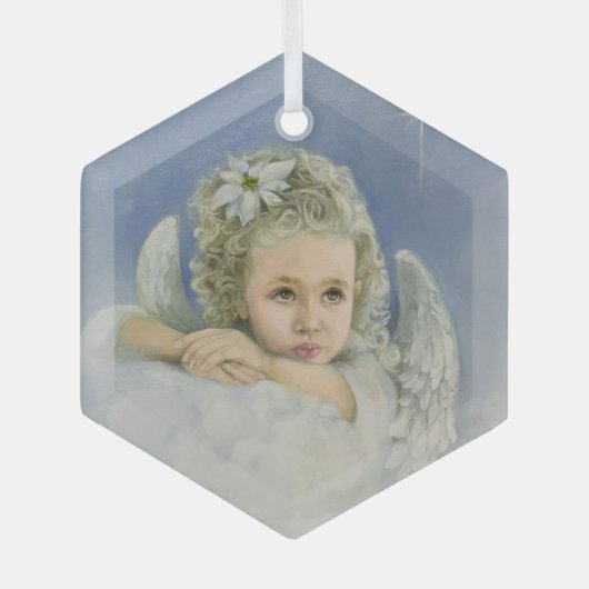 Christmas Angel Hexagon Ornament Aus Glas (Vorderseite)