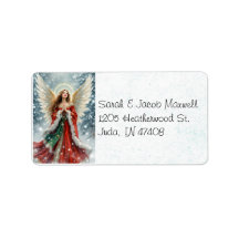 Christmas Angel in Snow Custom Return Address