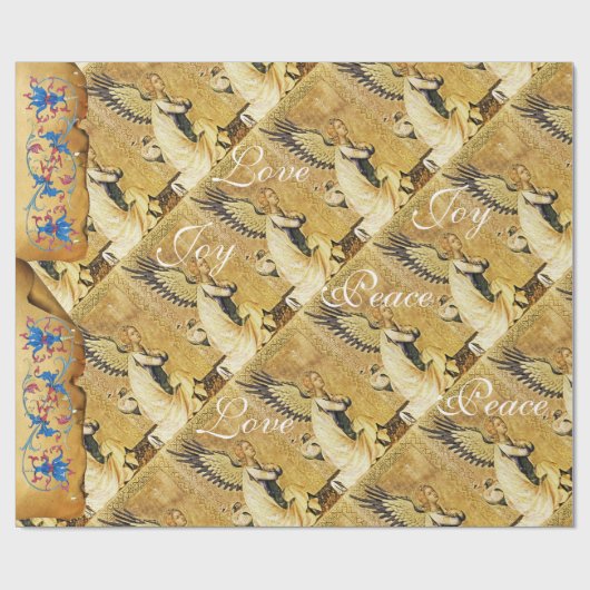 CHRISTMAS ANGEL JOY FRIACE LIEBE FLORAL PARCHMENT GESCHENKPAPIER (Flach)