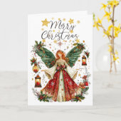 Christmas Angel & Lightened lanterns. Christmas Karte (Gelbe Blume)