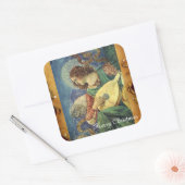 CHRISTMAS ANGEL MAKING MUSIC ANTIQUE PARCHERATION QUADRATISCHER AUFKLEBER (Umschlag)