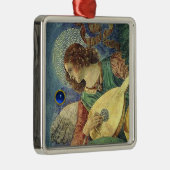 CHRISTMAS ANGEL MAKING MUSIC Blue Gem Stone Silbernes Ornament (Rechts)