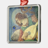 CHRISTMAS ANGEL MAKING MUSIC Blue Gem Stone Silbernes Ornament (Links)