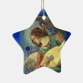 CHRISTMAS ANGEL MAKING MUSIC Blue Gem Stone Star Keramik Ornament (Rechts)