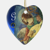 CHRISTMAS ANGEL MAKING MUSIC Heart GemMonogram Keramikornament (Rechts)
