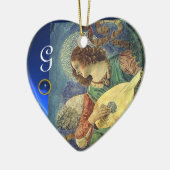 CHRISTMAS ANGEL MAKING MUSIC Heart GemMonogram Keramikornament (Links)