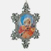 CHRISTMAS ANGEL MAKING MUSIC Pink blau türkis Schneeflocken Zinn-Ornament (Links)