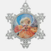 CHRISTMAS ANGEL MAKING MUSIC Pink blau türkis Schneeflocken Zinn-Ornament (Vorderseite)