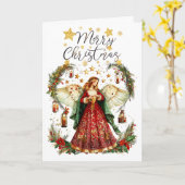 Christmas Angel & Merry Christmas Greeting Card Karte (Gelbe Blume)