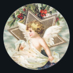 CHRISTMAS ANGEL MIT HOLLROUND Aufkleber<br><div class="desc">VINTAGE ILLUSTRATION VON CHRISTMAS ANGEL MIT HOLLY CUSTOMIZABLE IDEAL FÜR UMSCHLAG AUFKLEBER FÜR Weihnachtskarte und WRAPPING-PRÄSENTATIONEN.</div>