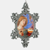 CHRISTMAS ANGEL MUSIK rot, blau türkis Schneeflocken Zinn-Ornament (Links)