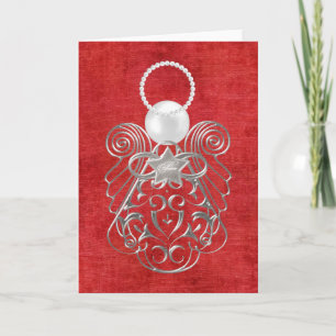Christmas Angel of Peace Card - Red Feiertagskarte