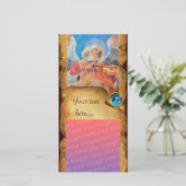 CHRISTMAS ANGEL PARCHMENT Saphire Monogramm Feiertagskarte (Stehend Vorderseite)