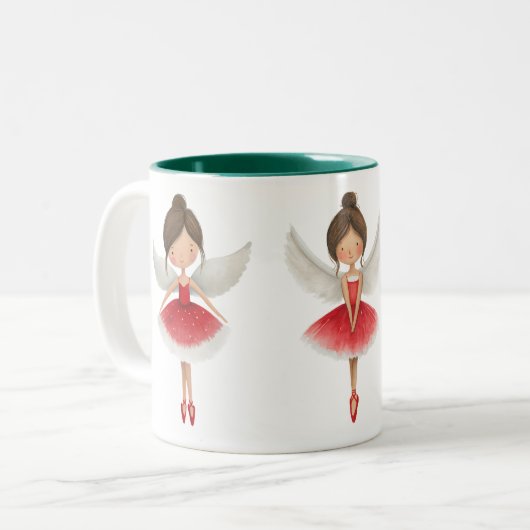 Christmas Angel – Peaceful Holiday Hot Drink Zweifarbige Tasse (Vorderseite Links)