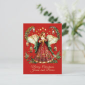 Christmas Angel personalized Holiday Postcard Feiertagspostkarte (Stehend Vorderseite)