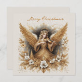 Christmas Angel playing music, customisable Feiertagskarte (Vorne/Hinten)