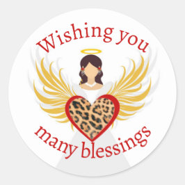 Christmas Angel Red Heart Leopard Wings Geschenk Runder Aufkleber