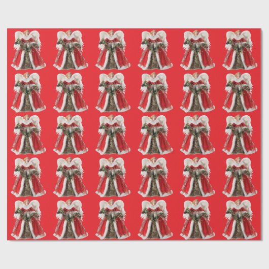 Christmas Angel Red Wrapping Paper Geschenkpapier (Flach)