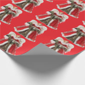 Christmas Angel Red Wrapping Paper Geschenkpapier (Ecke)