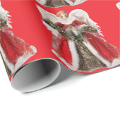 Christmas Angel Red Wrapping Paper Geschenkpapier (Rolleneckpunkt)