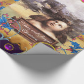 CHRISTMAS ANGEL, ROT BLUE FLORAL PARCHMING PINK GE GESCHENKPAPIER (Ecke)