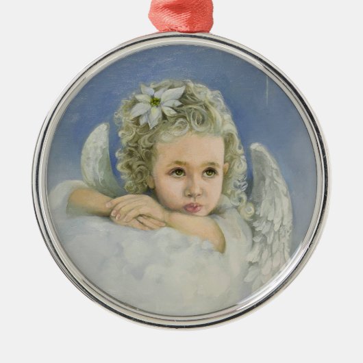 Christmas Angel Round Ornament Aus Metall (Vorne)