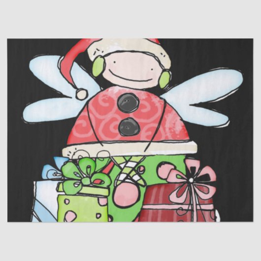 Christmas Angel Santa Tissue Paper Black Seidenpapier (Vorderseite)