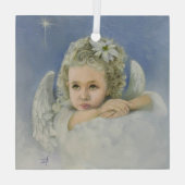 Christmas Angel Square Ornament Aus Glas (Rückseite)