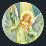 Christmas Angel Sticker<br><div class="desc">Eine wunderschöne Vintage Viktorianische Weihnachtenangelsillustrierung.</div>