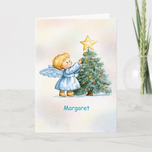 Christmas Angel Sweet and Heartfelt Personalize Karte (Vorderseite)