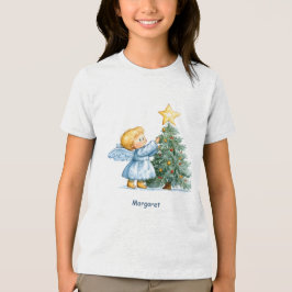 Christmas Angel Sweet and Heartfelt Personalize Tri-Blend Shirt