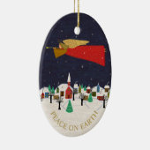 Christmas Angel Village Weltfrieden Monogram Keramik Ornament (Rechts)