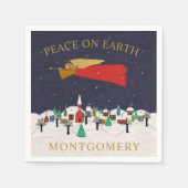 Christmas Angel Village Weltfrieden Monogram Serviette (Vorderseite)