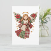 Christmas Angel with Golden Stars Einladung (Stehend Vorderseite)