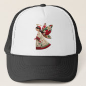 Christmas Angel with Holiday Flowers Truckerkappe (Vorderseite)