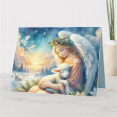 Christmas Angel with Lamb in Winter Peace Karte (Vorderseite)