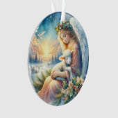 Christmas Angel with Lamb in Winter Peace Ornament (Vorderseite)