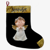 Christmas Angel With Name, Gold  Großer Weihnachtsstrumpf (Vorderseite)