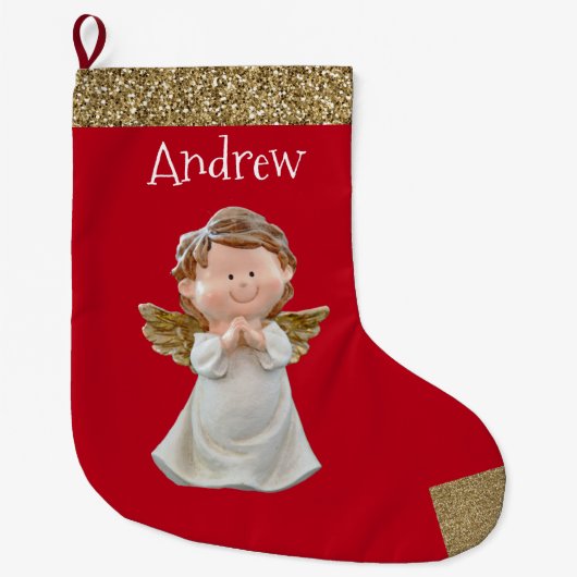 Christmas Angel With Name Großer Weihnachtsstrumpf (Vorderseite)