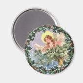 CHRISTMAS ANGEL & WREATH von SHARON SHARPE Magnet (Vorderseite/Rückseite)