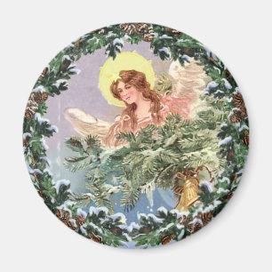 CHRISTMAS ANGEL & WREATH von SHARON SHARPE Magnet